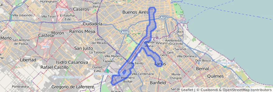 Cobertura de transport públic de la línia 32 a Argentina.