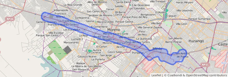 Cobertura de transporte público de la línea 327 en Buenos Aires.