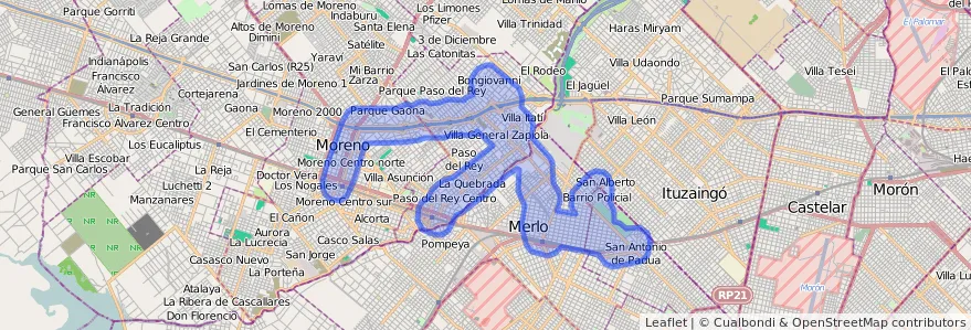 Public transportation coverage of the line 329 in Buenos Aires.