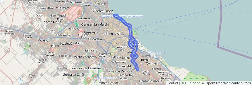 Cobertura de transport públic de la línia 33 a Argentina.