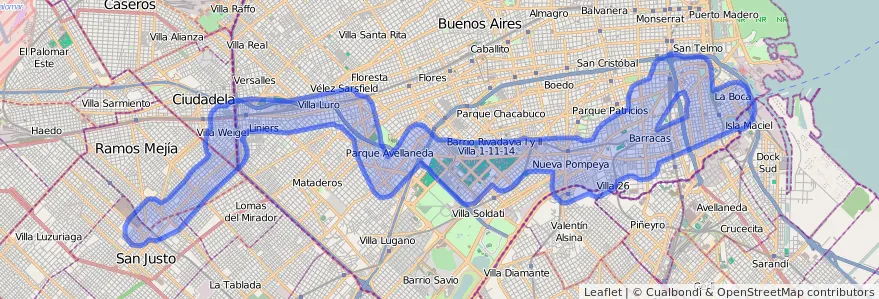 Cobertura de transport públic de la línia 46 a Ciudad Autónoma de Buenos Aires.