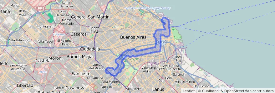 تغطية النقل العام للخط 50 في Ciudad Autónoma de Buenos Aires.