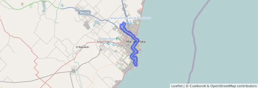 Cobertura de transporte público de la línea 522 en Mar del Plata.