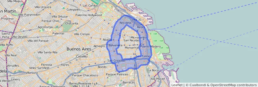 Cobertura de transport públic de la línia 61 a Ciudad Autónoma de Buenos Aires.