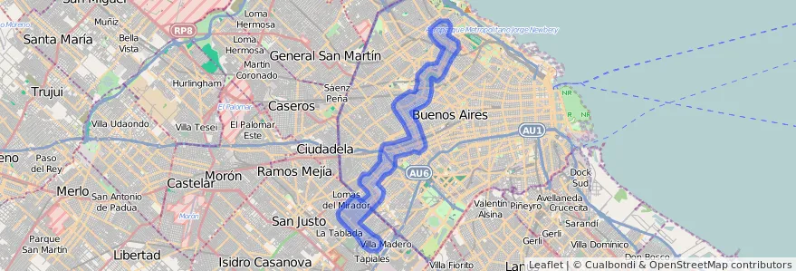 Cobertura de transport públic de la línia 63 a Argentina.