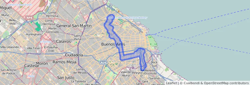 Cobertura de transport públic de la línia 65 a Ciudad Autónoma de Buenos Aires.