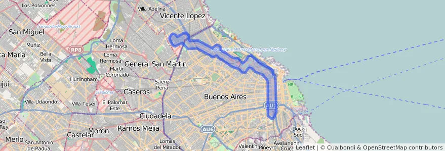 Cobertura de transport públic de la línia 67 a Argentina.