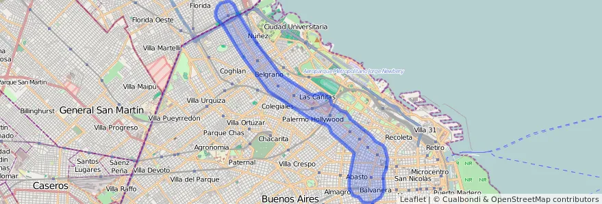 Cobertura de transport públic de la línia 68 a Ciudad Autónoma de Buenos Aires.