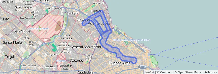 Cobertura de transport públic de la línia 71 a Argentina.