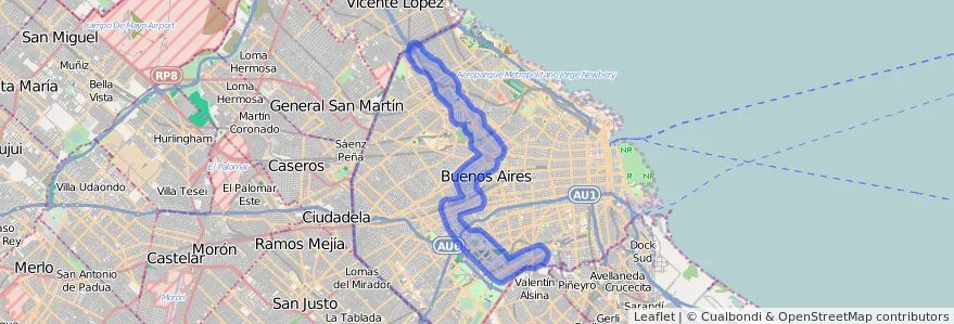 Cobertura de transport públic de la línia 76 a Ciudad Autónoma de Buenos Aires.