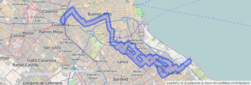 Cobertura de transport públic de la línia 85 a Argentina.