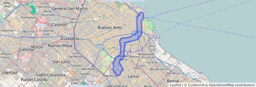Cobertura de transport públic de la línia 9 a Argentina.