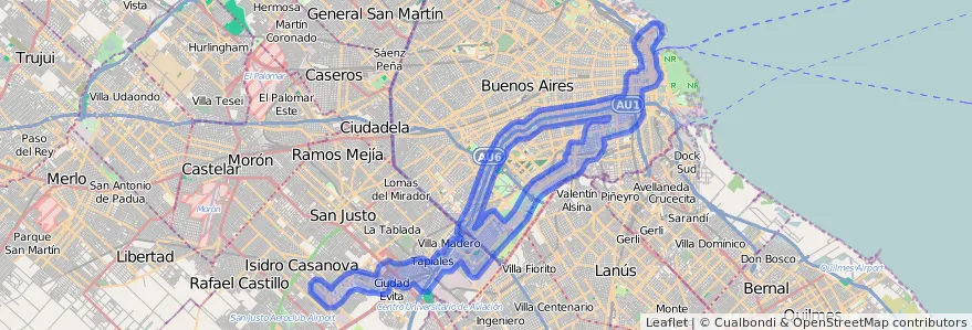 Cobertura de transport públic de la línia 91 a Argentina.