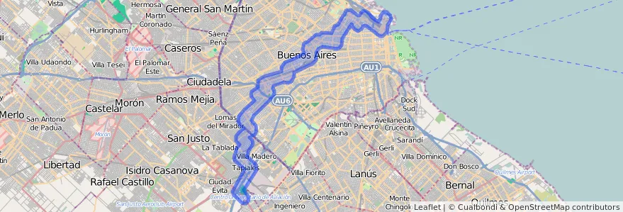 Cobertura de transport públic de la línia 92 a Argentina.