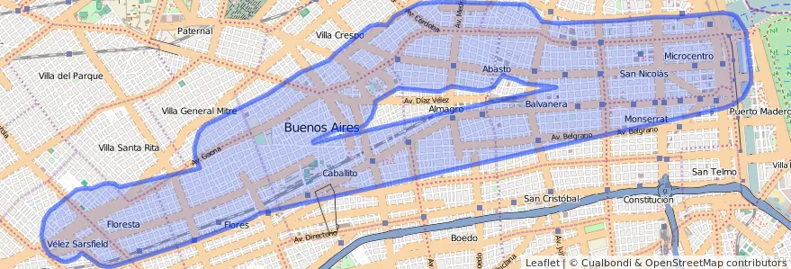 Public transportation coverage of the line 99 in Autonomous City of Buenos Aires.