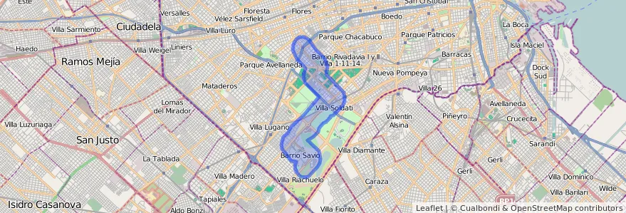 Public transportation coverage of the line Premetro in Comuna 8.