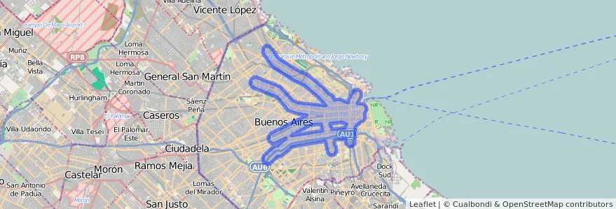 Cobertura de transport públic de la línia Subte a Ciudad Autónoma de Buenos Aires.