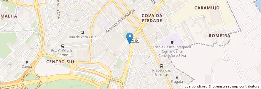 Mapa de ubicacion de Barclays en Portugal, Setúbal, Almada, Almada, Cova da Piedade, Pragal e Cacilhas, Laranjeiro e Feijó.