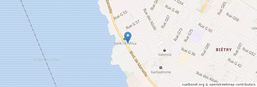 Mapa de ubicacion de Station Shell Bietry en Côte d’Ivoire, Abidjan, Marcory.