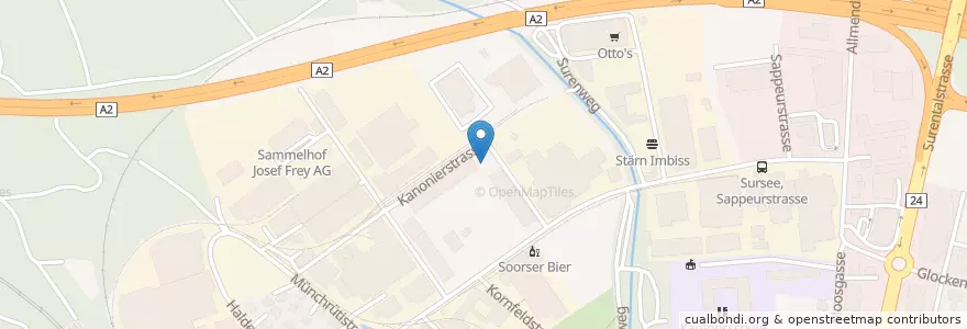 Mapa de ubicacion de BEBECO en İsviçre, Luzern, Sursee.