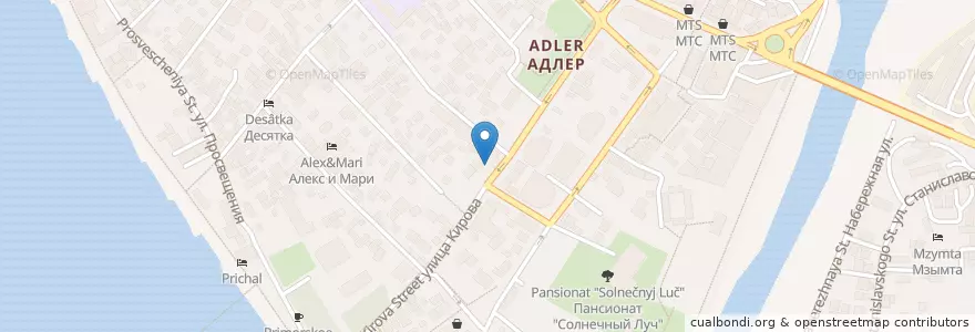 Mapa de ubicacion de Встреча en Россия, Южный федеральный округ, Краснодарский край, городской округ Сочи.