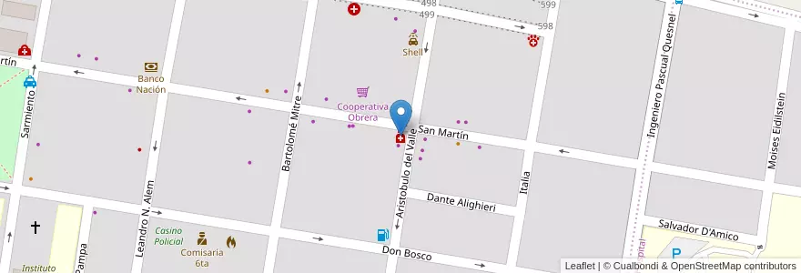 Mapa de ubicacion de Arrayán en Argentina, Río Negro, Departamento General Roca, Municipio de Allen, Allen.