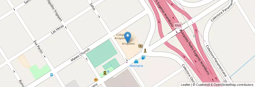 Mapa de ubicacion de Arrayanes en Argentina, Buenos Aires, Partido de Escobar, Garín.