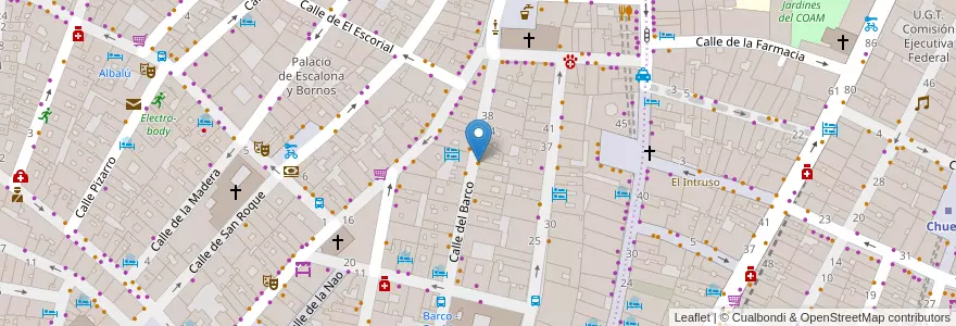 Mapa de ubicacion de Bar Code en إسبانيا, منطقة مدريد, منطقة مدريد, مدريد.