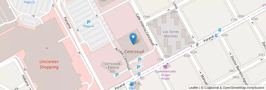 Mapa de ubicacion de Cencosud - Edificio 100 en Argentina, Buenos Aires, Partido de San Isidro.
