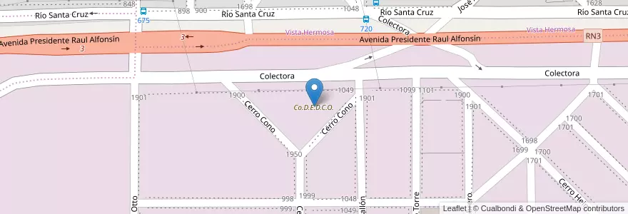 Mapa de ubicacion de Co.D.E.D.C.O. en Argentina, Provincia di Santa Cruz, Deseado, Caleta Olivia, Atlántico.