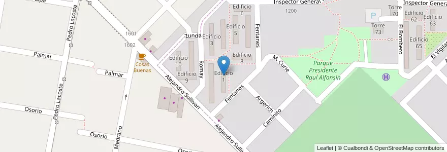 Mapa de ubicacion de Edificio 1 en Argentina, Buenos Aires, Partido de Merlo, Merlo.