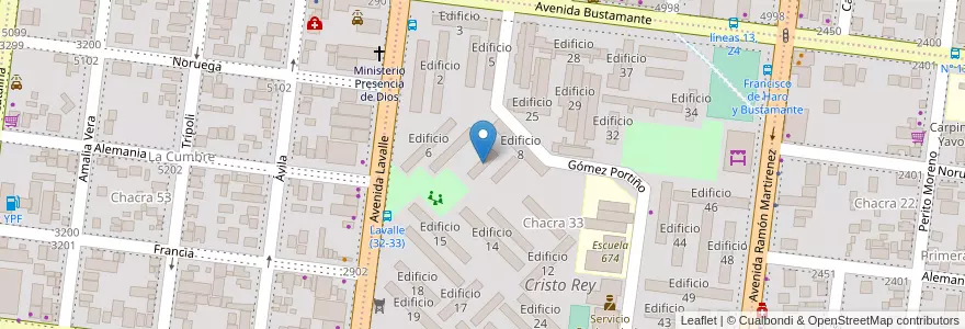 Mapa de ubicacion de Edificio 10 en アルゼンチン, ミシオネス州, Departamento Capital, Municipio de Posadas, Posadas.