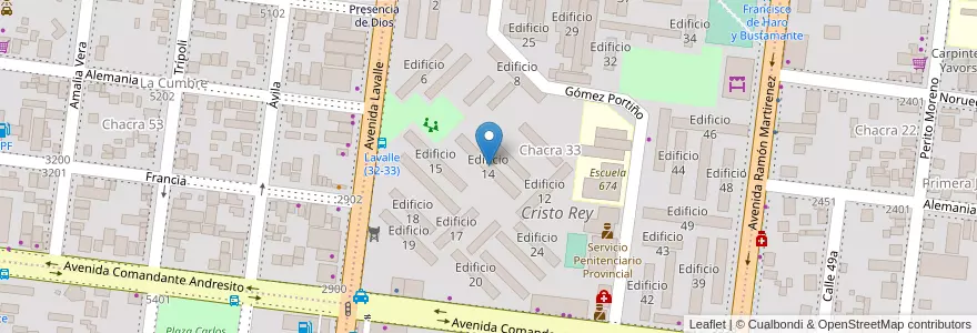 Mapa de ubicacion de Edificio 14 en アルゼンチン, ミシオネス州, Departamento Capital, Municipio de Posadas, Posadas.