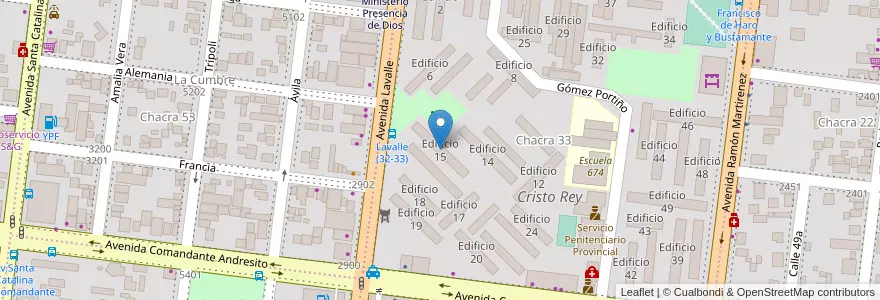 Mapa de ubicacion de Edificio 15 en 아르헨티나, Misiones, Departamento Capital, Municipio de Posadas, Posadas.