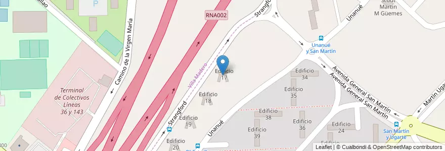 Mapa de ubicacion de Edificio 17 en آرژانتین, استان بوئنوس آیرس, Partido de La Matanza, Villa Celina.