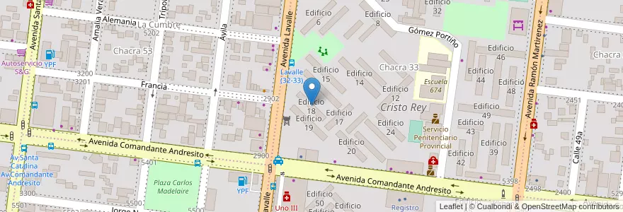 Mapa de ubicacion de Edificio 18 en アルゼンチン, ミシオネス州, Departamento Capital, Municipio de Posadas, Posadas.