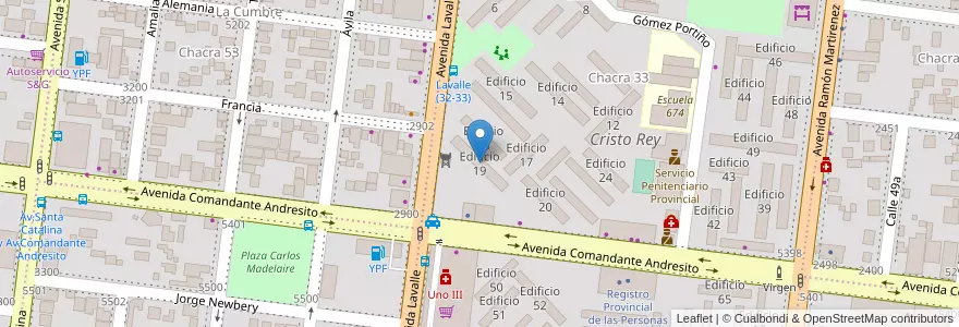 Mapa de ubicacion de Edificio 19 en アルゼンチン, ミシオネス州, Departamento Capital, Municipio de Posadas, Posadas.