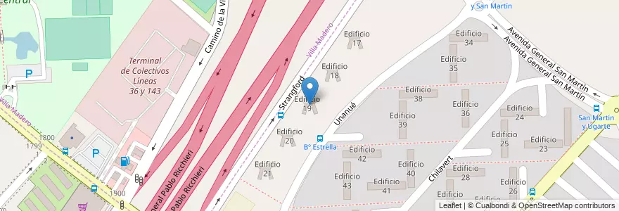 Mapa de ubicacion de Edificio 19 en アルゼンチン, ブエノスアイレス州, Partido de La Matanza, Villa Celina.