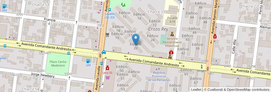 Mapa de ubicacion de Edificio 20 en آرژانتین, Misiones, Departamento Capital, Municipio de Posadas, Posadas.