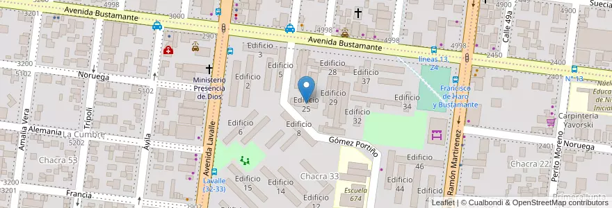 Mapa de ubicacion de Edificio 25 en 아르헨티나, Misiones, Departamento Capital, Municipio de Posadas, Posadas.