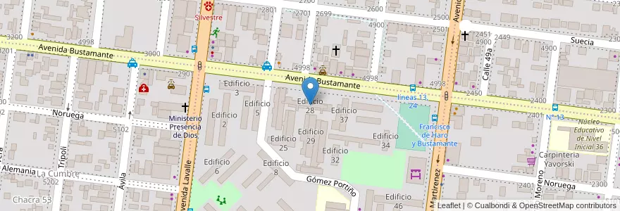 Mapa de ubicacion de Edificio 28 en 아르헨티나, Misiones, Departamento Capital, Municipio de Posadas, Posadas.