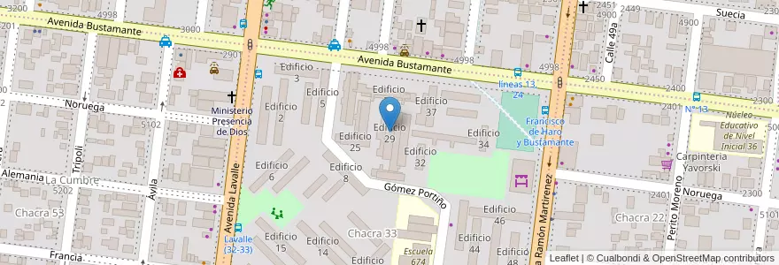 Mapa de ubicacion de Edificio 29 en アルゼンチン, ミシオネス州, Departamento Capital, Municipio de Posadas, Posadas.