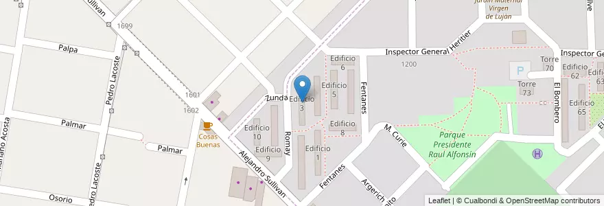 Mapa de ubicacion de Edificio 3 en Argentina, Buenos Aires, Partido de Merlo, Merlo.