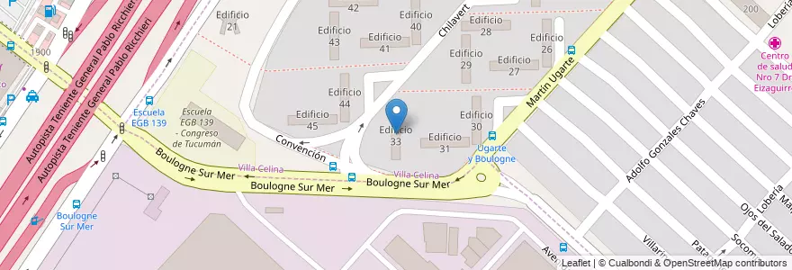 Mapa de ubicacion de Edificio 33 en Argentine, Province de Buenos Aires, Partido de La Matanza, Tapiales, Villa Celina.