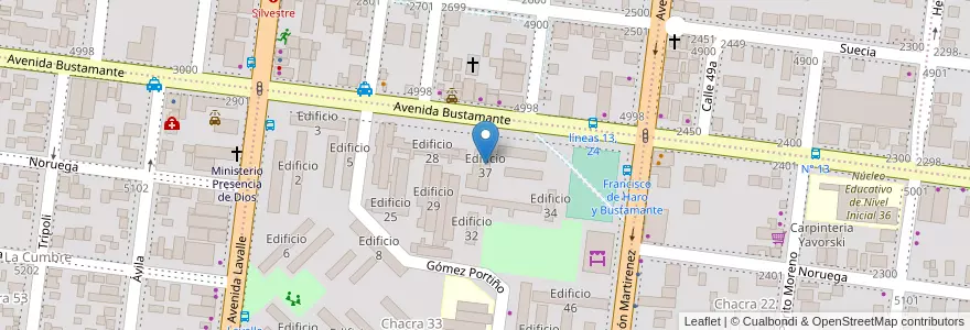 Mapa de ubicacion de Edificio 37 en アルゼンチン, ミシオネス州, Departamento Capital, Municipio de Posadas, Posadas.