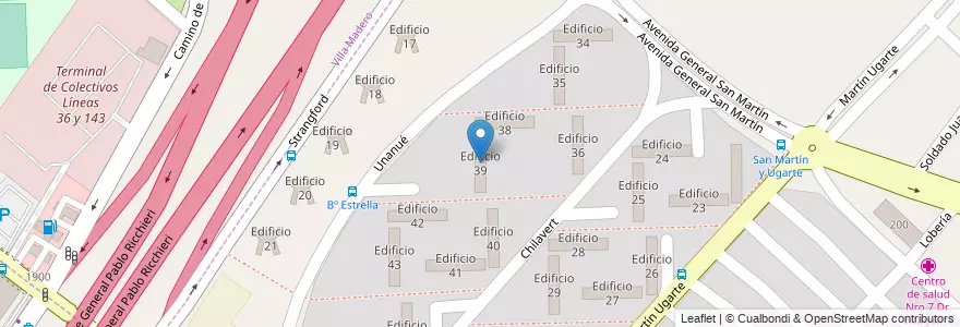 Mapa de ubicacion de Edificio 39 en Argentina, Buenos Aires, Partido de La Matanza, Villa Celina.