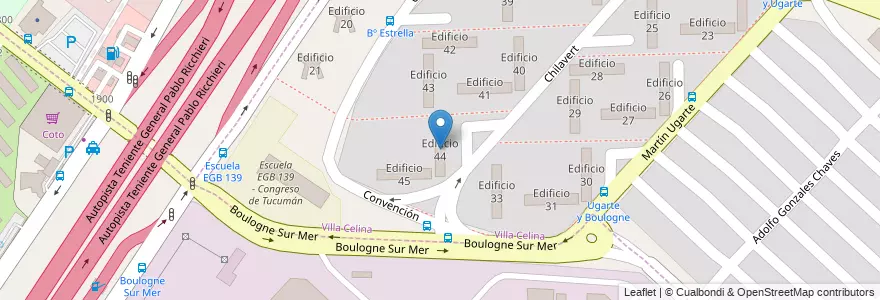 Mapa de ubicacion de Edificio 44 en Argentina, Buenos Aires, Partido de La Matanza, Tapiales, Villa Celina.
