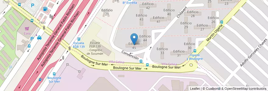 Mapa de ubicacion de Edificio 45 en آرژانتین, استان بوئنوس آیرس, Partido de La Matanza, Tapiales, Villa Celina.
