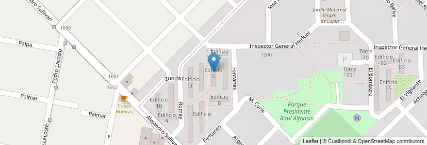 Mapa de ubicacion de Edificio 5 en Argentina, Buenos Aires, Partido de Merlo, Merlo.