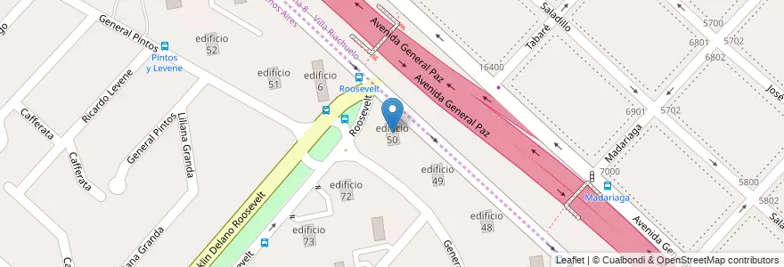 Mapa de ubicacion de edificio 50 en Arjantin, Buenos Aires, Partido de La Matanza.